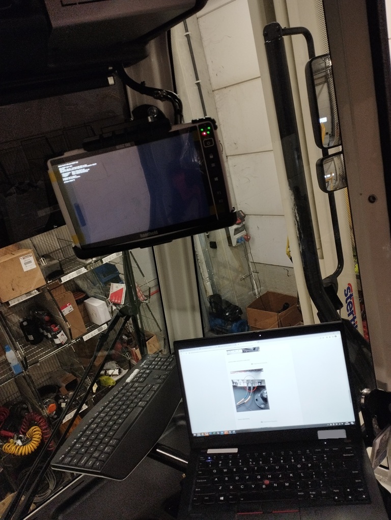 Tablet configured and mounted inside YardHog cabin
